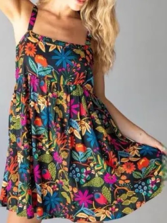 NATURAL LIFE Dresses & Skirts - Natural Life Patti Mini Dress featuring a vibrant, colorful botanical floral